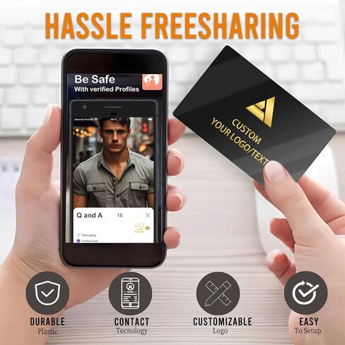 Customizable Digital Business Card with QR Code Custom NFC Card Logo Tap to Share Technology Compatible with iPhone & Android in Saudi Arabia
