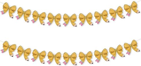 Honeydak 2 PCS Bency Bow Banner للعودة إلى الديكورات المدرسية في اليوم الأول من مستلزمات الحفلات في الفصل الدراسي ، in Saudi Arabia