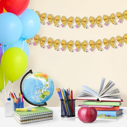 Honeydak 2 PCS Bency Bow Banner للعودة إلى الديكورات المدرسية في اليوم الأول من مستلزمات الحفلات في الفصل الدراسي ، in Saudi Arabia