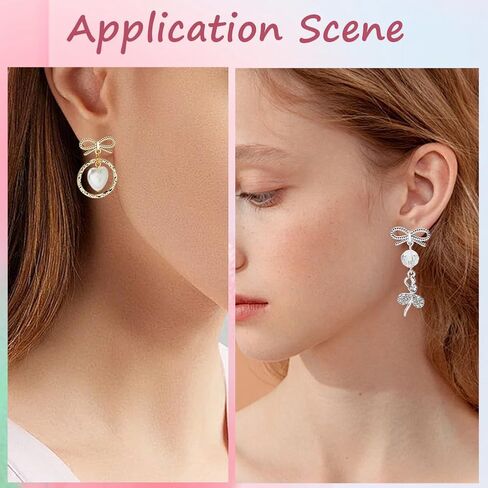 SUNNYCLUE 1 Box 50Pcs Earring Post Findings Bowknot Bow Ear Studs with Loops 20Pcs Stud Earrings with 30Pcs Plastic Nuts Silver Golden Ear Posts for Jewelry Making Accessories DIY Crafts Supplies in Saudi Arabia