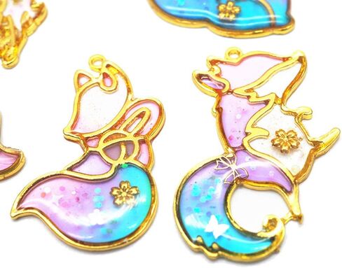 SimpleLif 10pieces Smart Fox Animal Pendant Open Bezel Getting UV Resin Craft Jewelry Making (Gold) in Saudi Arabia