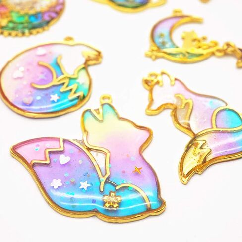SimpleLif 10pieces Smart Fox Animal Pendant Open Bezel Getting UV Resin Craft Jewelry Making (Gold) in Saudi Arabia