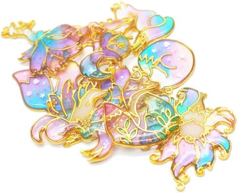 SimpleLif 10pieces Smart Fox Animal Pendant Open Bezel Getting UV Resin Craft Jewelry Making (Gold) in Saudi Arabia