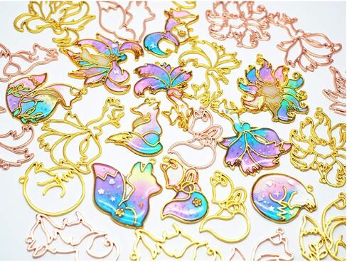SimpleLif 10pieces Smart Fox Animal Pendant Open Bezel Getting UV Resin Craft Jewelry Making (Gold) in Saudi Arabia