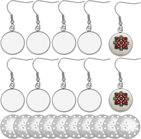 FREEBLOSS 40Pcs Unfinished Earrings Blanks Earring Trays Set Embroidery Earring Pendants Earring Pendant Base for Needlepoint with Metal Mesh Earring Pendant Tray for Women Jewelry Making in Saudi Arabia