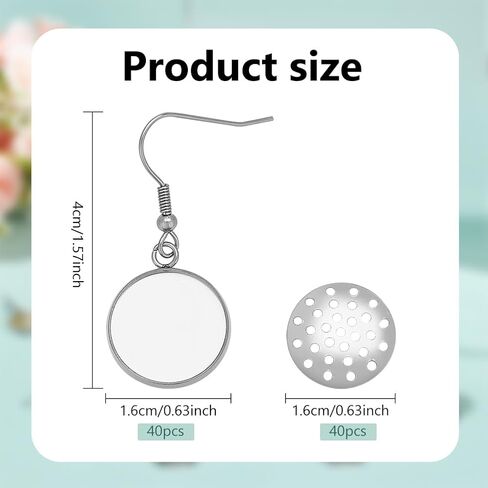 FREEBLOSS 40Pcs Unfinished Earrings Blanks Earring Trays Set Embroidery Earring Pendants Earring Pendant Base for Needlepoint with Metal Mesh Earring Pendant Tray for Women Jewelry Making in Saudi Arabia