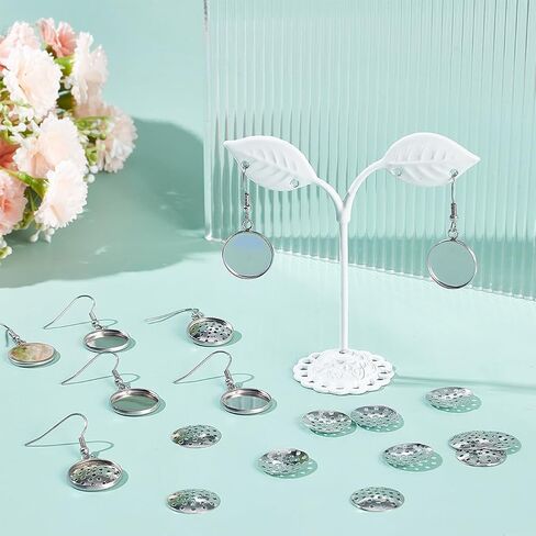 FREEBLOSS 40Pcs Unfinished Earrings Blanks Earring Trays Set Embroidery Earring Pendants Earring Pendant Base for Needlepoint with Metal Mesh Earring Pendant Tray for Women Jewelry Making in Saudi Arabia