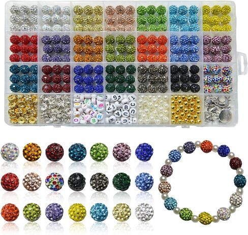 jukercici 501 PCS مجموعة حبة الراينستون للسوار ، حبات الكريستال الطينية 10 ملم لصنع المجوهر in Saudi Arabia