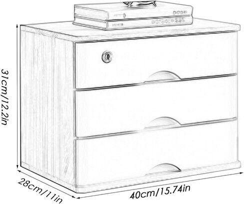 Wooden Desktop File Cabinet with Lock and Drawer Storage - Solid Wood Flat File Organizer for Home or Office - 1/2/3/4 Tier Options in Saudi Arabia