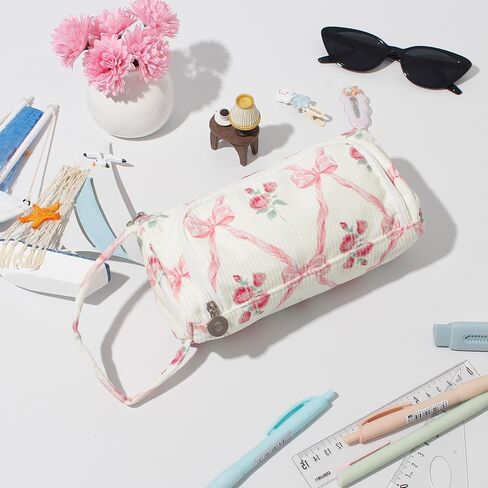 Large Pencil Case Pouch School Supplies Aesthetic Stationery Pen Bag for Girls Kids (D Pink bow) in Kuwait