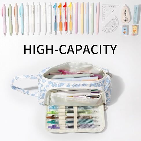 Large Pencil Case Pouch School Supplies Aesthetic Stationery Pen Bag for Girls Kids (D Pink bow) in Kuwait