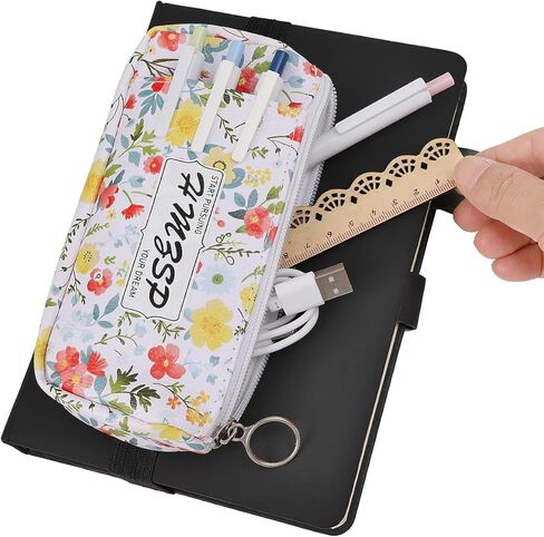 حامل قلم مرن قابل للتعديل للكمور ، حقيبة السوستة المدرسية للقرطاسية للمجلات والكتاب والمخططون أبيض in Kuwait