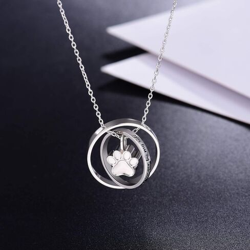 S925 Sterling Silver Paw Print Necklace لم يعد بجانبي إلى الأبد في قلبي مجوهرات حرق الجثث في قلبي من أجل الرماد in Saudi Arabia