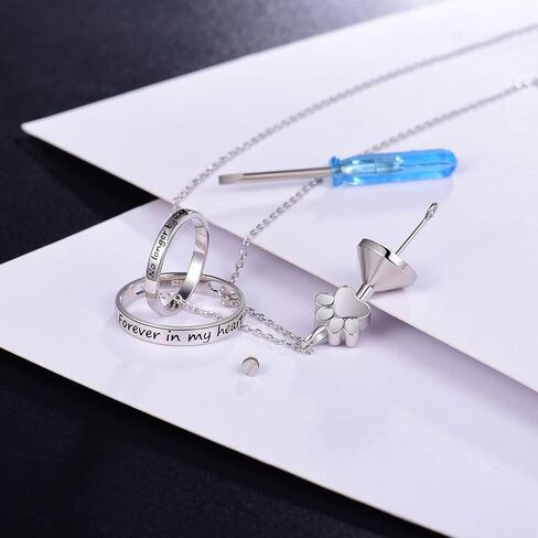 S925 Sterling Silver Paw Print Necklace لم يعد بجانبي إلى الأبد في قلبي مجوهرات حرق الجثث في قلبي من أجل الرماد in Saudi Arabia