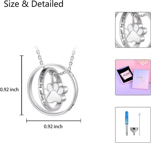 S925 Sterling Silver Paw Print Necklace لم يعد بجانبي إلى الأبد في قلبي مجوهرات حرق الجثث في قلبي من أجل الرماد in Saudi Arabia