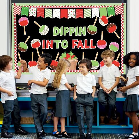 زخارف Board Apple Bulletin Fall Caramel Candy Apple Classroom Decoration Dippin في Bulletin Board Sweet Apples Paper Clutouts for Autumn Party Home Office School Decor in Saudi Arabia