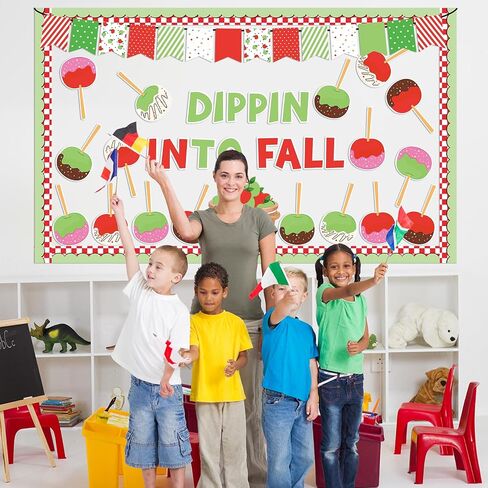 زخارف Board Apple Bulletin Fall Caramel Candy Apple Classroom Decoration Dippin في Bulletin Board Sweet Apples Paper Clutouts for Autumn Party Home Office School Decor in Saudi Arabia