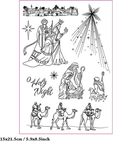 Holy Night Clear Stamps for Card Making or Journaling Star of Bethlehem Jesus Born Silicone Stamps for Scrapbooking Photo Album Gift Tags and Other Paper Crafts Decoration in Saudi Arabia