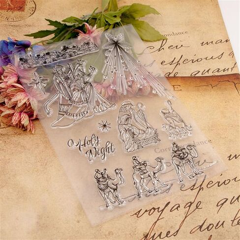 Holy Night Clear Stamps for Card Making or Journaling Star of Bethlehem Jesus Born Silicone Stamps for Scrapbooking Photo Album Gift Tags and Other Paper Crafts Decoration in Saudi Arabia