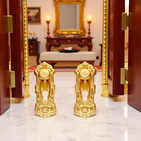 4Set Gold 1/12 قفل مقبض الباب المصغرة وملحقات الديكورات Dollhouse الرئيسية in Saudi Arabia