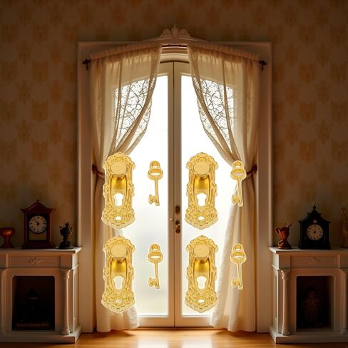 4Set Gold 1/12 قفل مقبض الباب المصغرة وملحقات الديكورات Dollhouse الرئيسية in Saudi Arabia