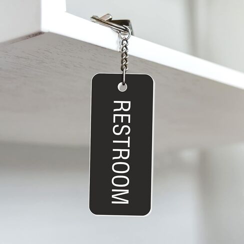 SMARTSIGN 2- سلسلة مفاتيح الحمام المحفورة على الوجه | 1.75 "× 4" علامة مفتاح بلاستيكي أسود مع حلقة نحاسية ، مصنوعة في الولايات المتحدة الأمريكية in Saudi Arabia
