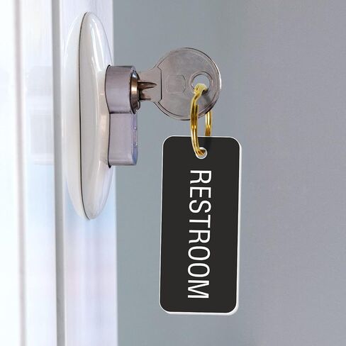 SMARTSIGN 2- سلسلة مفاتيح الحمام المحفورة على الوجه | 1.75 "× 4" علامة مفتاح بلاستيكي أسود مع حلقة نحاسية ، مصنوعة في الولايات المتحدة الأمريكية in Saudi Arabia