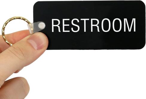 SMARTSIGN 2- سلسلة مفاتيح الحمام المحفورة على الوجه | 1.75 "× 4" علامة مفتاح بلاستيكي أسود مع حلقة نحاسية ، مصنوعة في الولايات المتحدة الأمريكية in Saudi Arabia