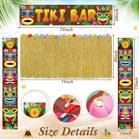 4 أجهزة كمبيوتر أجهزة كمبيوتر Hawaiian Tiki Party Decorations مجموعة Tiki Totem Door Lanner علامات Aloha Grass Door Skirt Decor Decor Decord Luau Decor in Kuwait