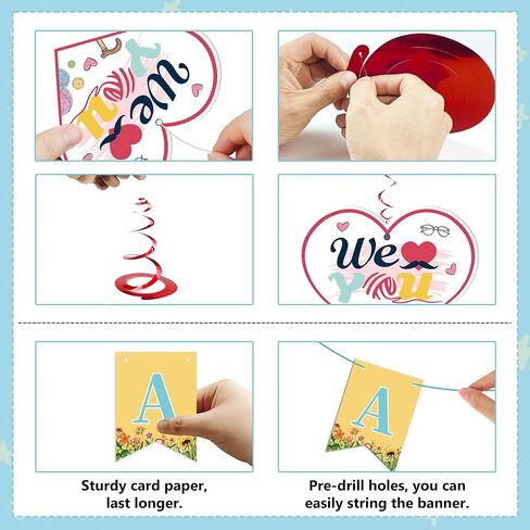 تشمل لافتة ديكورات يوم الأجداد لافتة الجد الجد و 12 مساءً معلقة دوامات مع تصميم مختلف لأفضل زينة يوم الأجداد in Kuwait