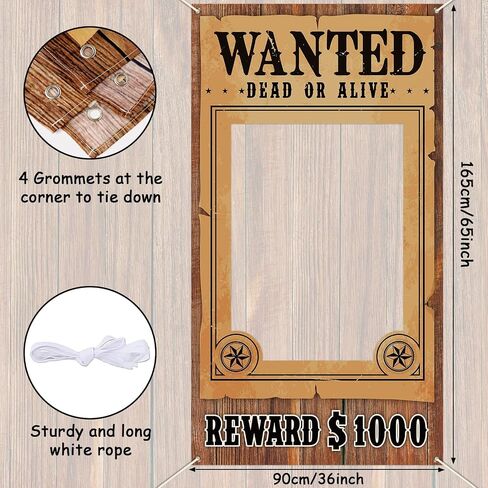 West Wanted Photo Booth Prop Selfie Frames Western Cowboy Party Decorations Rodeo Backdrop Photoshoot and Wanted Photo Booth for Wild Western Cowboy Cowgirl Rustic Party Supplies in Saudi Arabia
