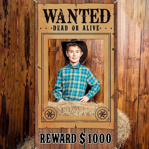 West Wanted Photo Booth Prop Selfie Frames Western Cowboy Party Decorations Rodeo Backdrop Photoshoot and Wanted Photo Booth for Wild Western Cowboy Cowgirl Rustic Party Supplies in Saudi Arabia