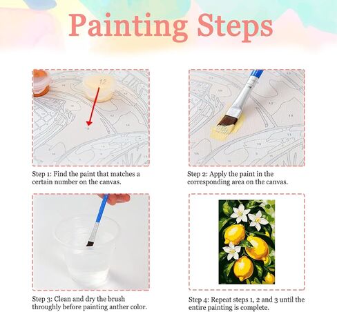 Auremi Lemon Framed Paint by Number for Adults,DIY Flower Painting by Number Kits on Canvas Acrylic Oil Painting Kits for Adults Paint by Number Kits for Home Decor 20x30cm in Saudi Arabia