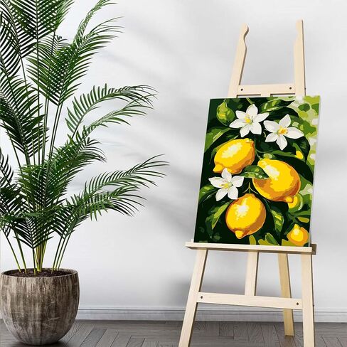 Auremi Lemon Framed Paint by Number for Adults,DIY Flower Painting by Number Kits on Canvas Acrylic Oil Painting Kits for Adults Paint by Number Kits for Home Decor 20x30cm in Saudi Arabia