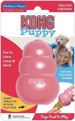 KONG - Puppy Toys for Teething with Puppy Easy Treat Stuffing (Colors May Vary) - for Medium Puppies in Saudi Arabia