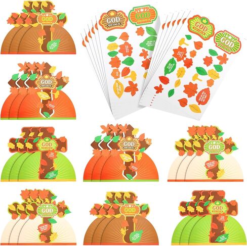 Sasylvia 24 Set Thanksgiving Fall Religious Craft Kits for Kids God Never Leaves Me Craft Kit with Cross Maple Leaves Cutout Christian Cross Craft Kit Thanksgiving Fall Sunday School Church Activity in Saudi Arabia