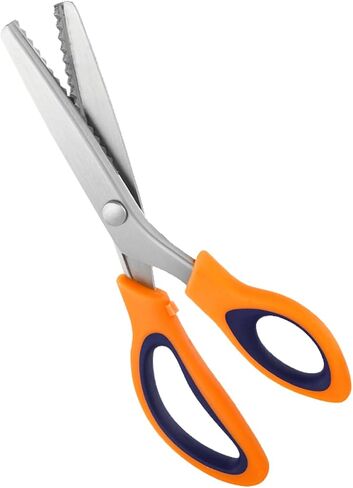 9 Inch Zig Zag Craft Scissors Decorative Edge, Pinking Shears Scissors for Fabric Cutting, Professional Dressmaking Sharp Fabric Sewing Scissors, Comfort Grips Scrapbook Scissors (White+Green) in Kuwait