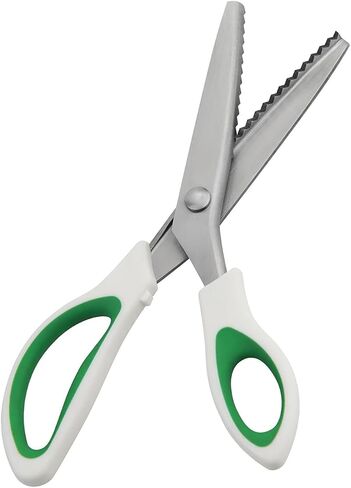 9 Inch Zig Zag Craft Scissors Decorative Edge, Pinking Shears Scissors for Fabric Cutting, Professional Dressmaking Sharp Fabric Sewing Scissors, Comfort Grips Scrapbook Scissors (White+Green) in Kuwait