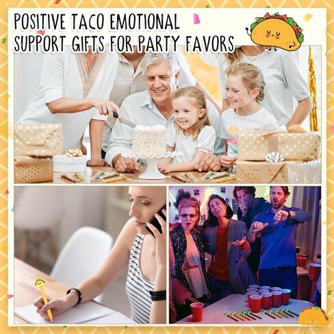 20 Set Positive Taco Party Favors Emotional Support Mental Health Luminous Ballpoint Pen with Inspirational Bookmark for Taco Tuesday Fun Party Favor Employee Staff Appreciation in Saudi Arabia