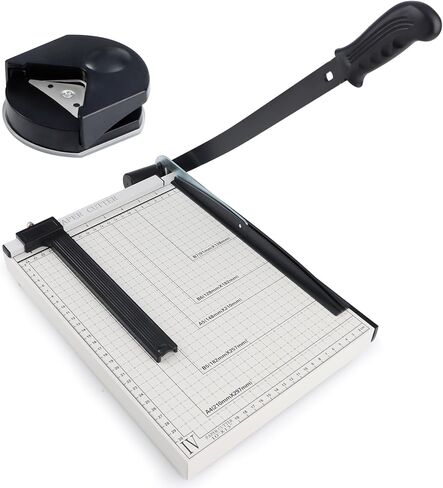 12" Guillotine Paper Cutter, Heavy Duty Paper Trimmer Cutter 12-Sheet Capacity Trimmer with Corner Rounder for Cardstock, Photos, Cardboard, Crafts in Kuwait