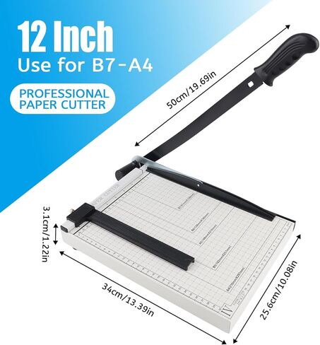 12" Guillotine Paper Cutter, Heavy Duty Paper Trimmer Cutter 12-Sheet Capacity Trimmer with Corner Rounder for Cardstock, Photos, Cardboard, Crafts in Kuwait