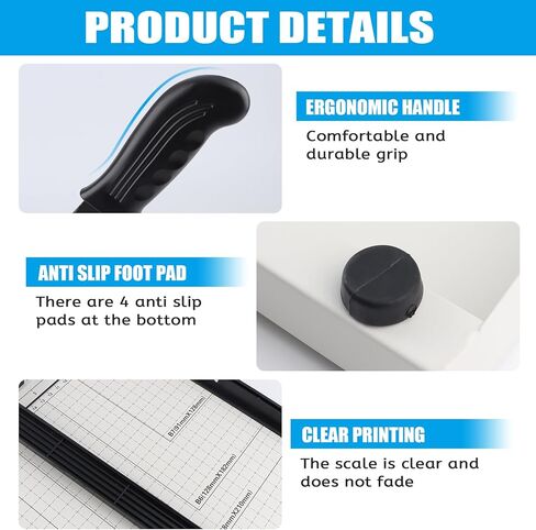 12" Guillotine Paper Cutter, Heavy Duty Paper Trimmer Cutter 12-Sheet Capacity Trimmer with Corner Rounder for Cardstock, Photos, Cardboard, Crafts in Kuwait