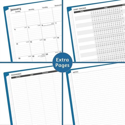 Monthly Planner 2026-2030, 5-Year Calendar Planner 2026-2030, Jan 2026 – Dec 2030, 8.5 x 11 In, Ruled Spread, Flexible Cover, Spiral Wirebound, Pocket, 60 Coated Monthly Tabs, Notes ＆ Habit Tracker, A4 Planner, Blue in Kuwait