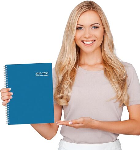 Monthly Planner 2026-2030, 5-Year Calendar Planner 2026-2030, Jan 2026 – Dec 2030, 8.5 x 11 In, Ruled Spread, Flexible Cover, Spiral Wirebound, Pocket, 60 Coated Monthly Tabs, Notes ＆ Habit Tracker, A4 Planner, Blue in Kuwait