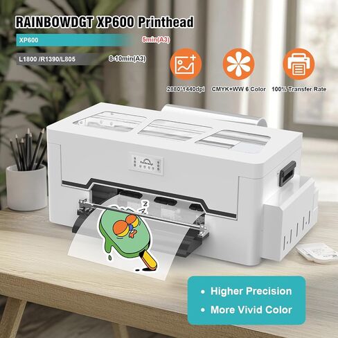 Peacock 33 DTF Printer A3 XP600 طابعة الملابس المباشرة التي تتميز بنظام إعادة تدوير الحبر الأبيض ووظيفة التنظيف التلقائي in Saudi Arabia