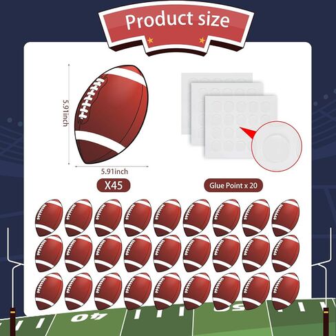 Frienda 45 Pcs Football Cutouts Sports Cutouts Party Decorations Versatile Classroom Decoration 5.9in Football Cut-Outs Bulletin Board with Glue Point Dots for Sports Themed Birthday Party Decor in Saudi Arabia