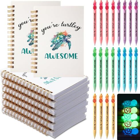 20 Sets Inspirational Turtle Gifts Includes 20 Turtles Spiral Notebooks 20 Glowing in The Dark Ballpoint Pens Employee Appreciation Gifts Bulk for Coworker Staff Team Turtle Lovers in Saudi Arabia
