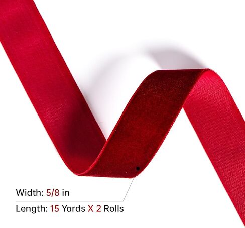 مجموعة الشريط الأحمر المخملي 5/8 "× 30 ياردة (15y*2) in Kuwait