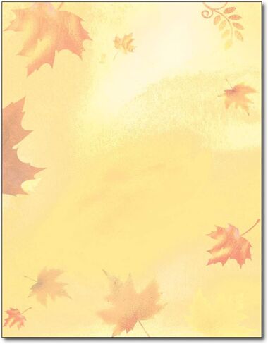 Golden Fall Leaves Stationery - 50 Sheets - Great for Fall, Halloween, or Thanksgiving Events in Saudi Arabia