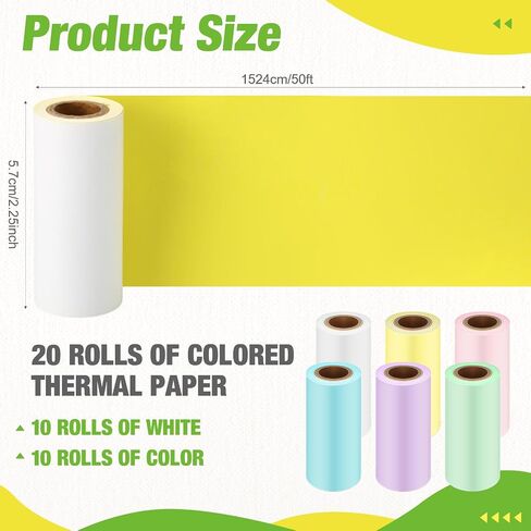 Faccito 20 Rolls 2 1/4" x 50' Thermal Paper Receipt Paper POS Cash Register Receipt Rolls Fits 58mm Mini Thermal POS Printer, Square Terminal Credit Card Machines(Stylish Color) in Saudi Arabia